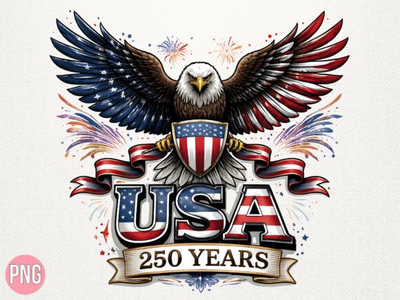 Download USA 250 Years Bald Eagle PNG T-shirt - Years Collection