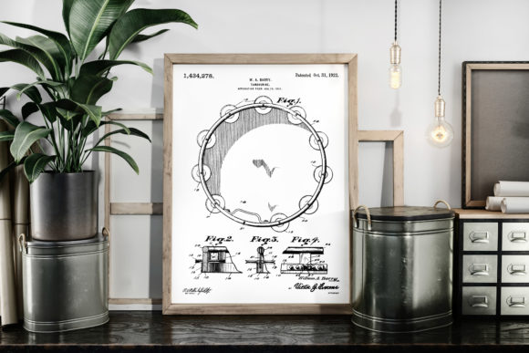 Download Tambourine 1922 Music Patent Art Poster - 1922 Collection